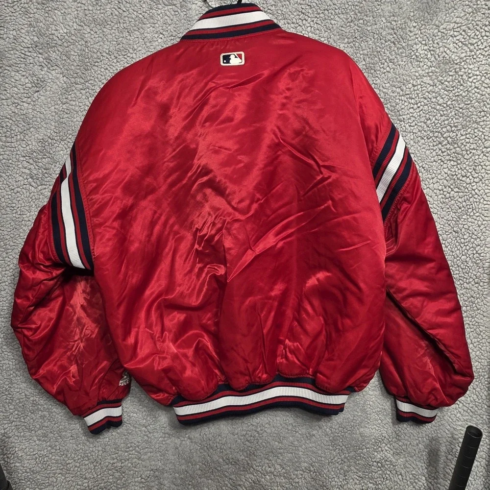 Rare VTG‎ Cleveland Indians Starter Red Satin Jacket Diamond Collection Mens LRG